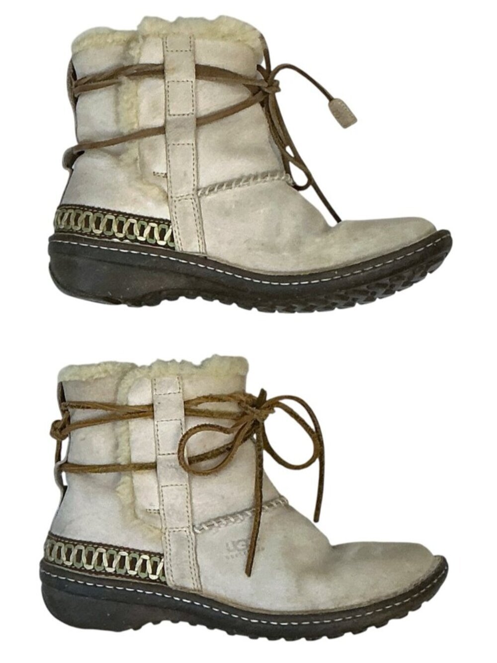 UGG Australia Ankle Boots Womens Cove Suede Leather 5178 Beige Cream US size 9 - Picture 5 of 16